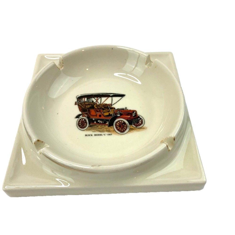 Vintage Ceramic Ashtray With Buick Model C 1905 Print READ